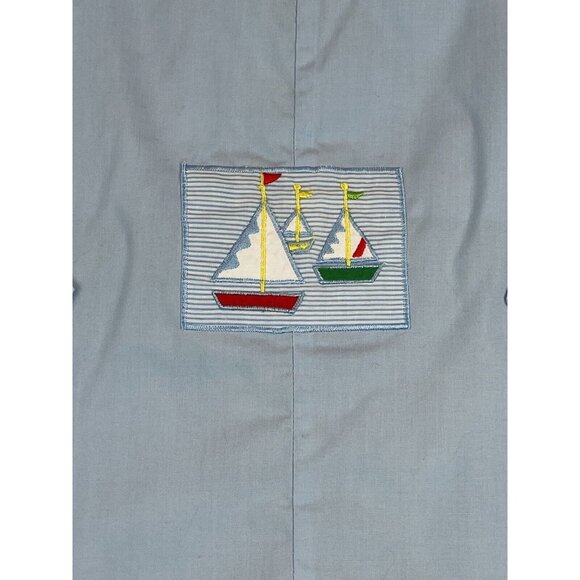 Vintage Cuties By Judy Baby Boy Romper 3-6 Months Blue Sailboat Embroidery - Picture 2 of 5